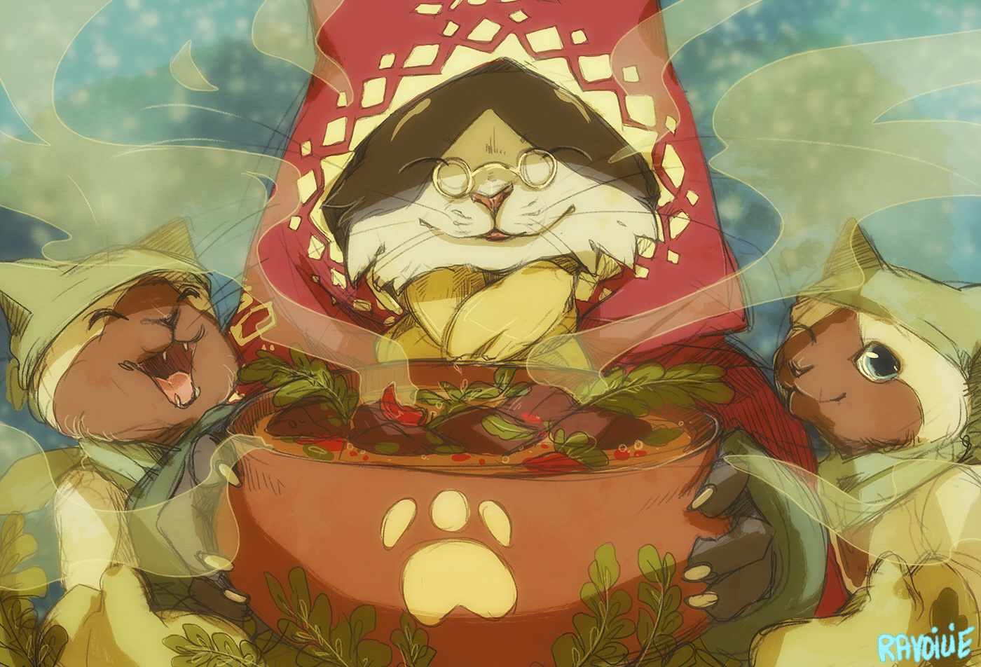 Grammeowster Chef artwork from Monster Hunter